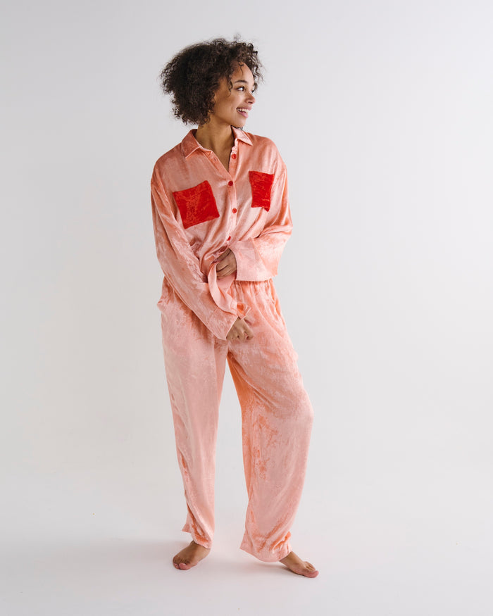 Fairy Floss Crush Adult Velvet Long Sleeve Shirt & Pant Pyjama Set