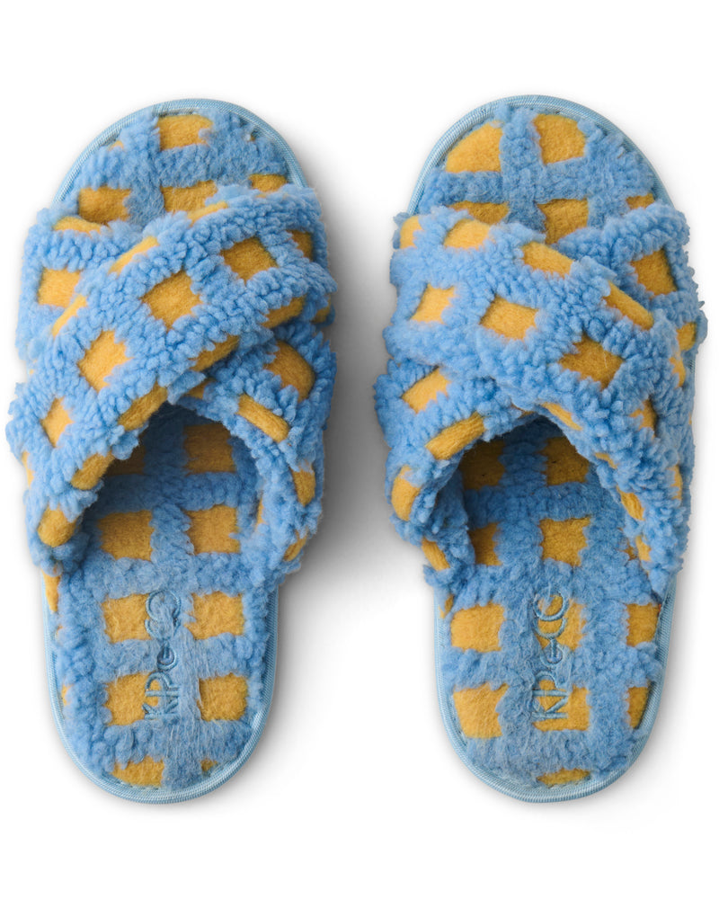 Ocean Shores Check Sherpa Adult Slippers 35/36 - Main Image