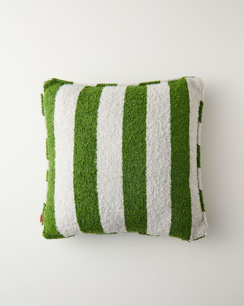 Moss Stripe Square Boucle Cushion