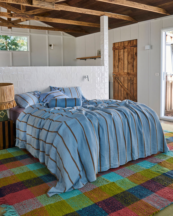 Como Stripe Linen Quilt Cover