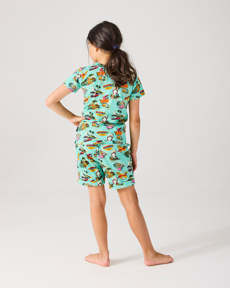 Kip&Co x Mambo Mambo World Kids Organic Cotton Short Sleeve Tee & Short Pyjama Set
