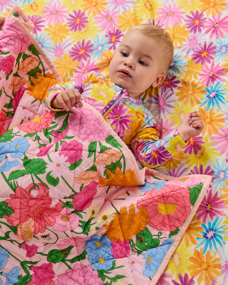 Follow The Sun Organic Cotton Quilted Cot Bedspread