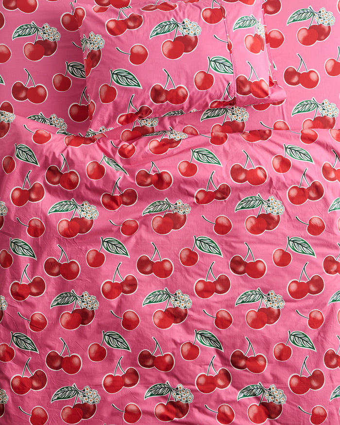 Cherry Blossom Organic Cotton Fitted Sheet