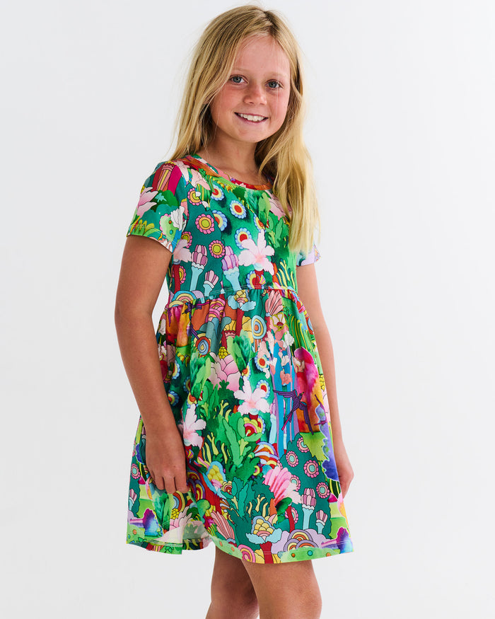 Kip&Co x The Beatles Big Flower Dreamscape Organic Cotton Everyday Dress