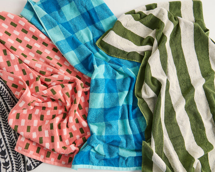 Moss Stripe Terry Bath Sheet