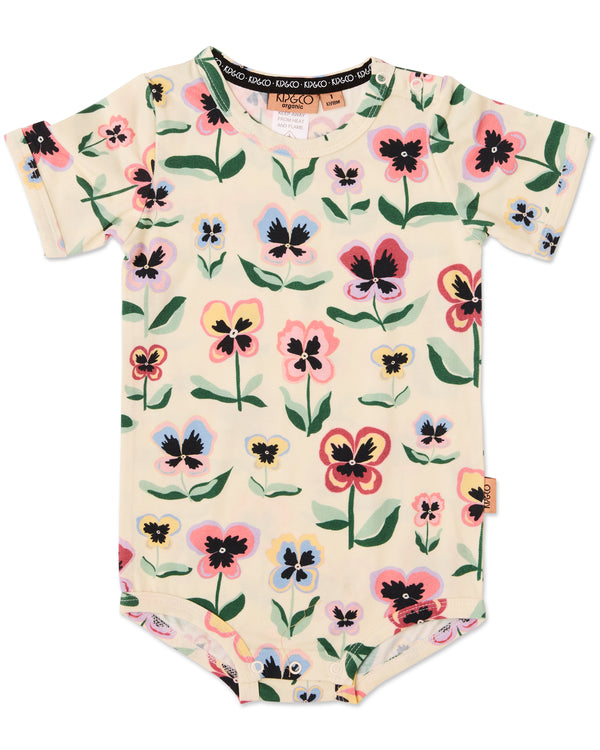 Pretty Pansy Organic Short Sleeve Romper
