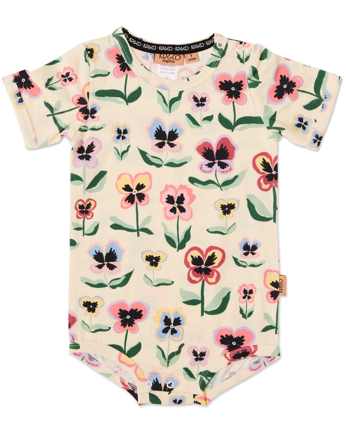 Pretty Pansy Organic Short Sleeve Romper