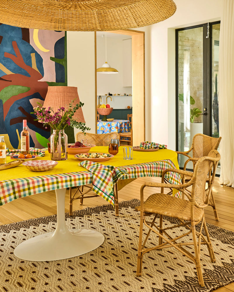 Sweet Flowers Tartan Embroidered 4P Napkin Set