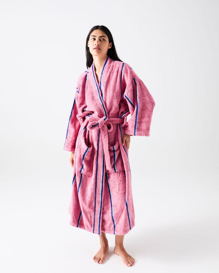 Blushing Stripe Bamboo Terry Bath Robe