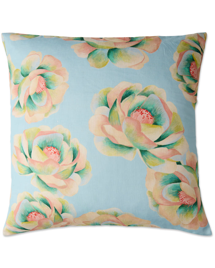 Big Beauty Floral Blue Linen European Pillowcases