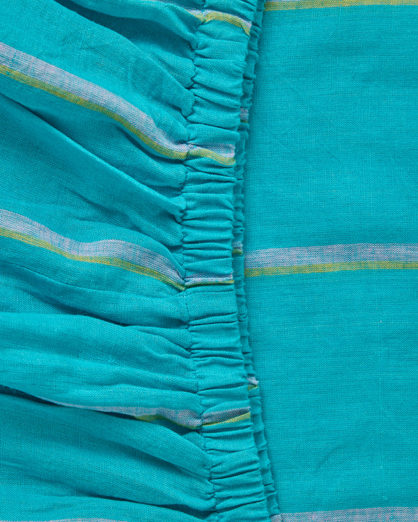 Aegean Stripe Linen Fitted Sheet