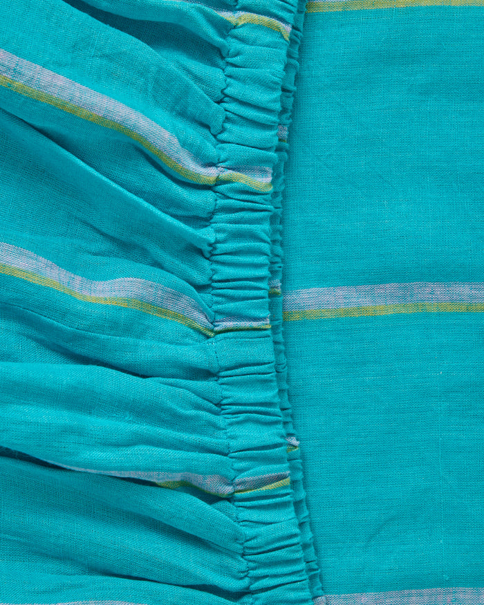 Aegean Stripe Linen Fitted Sheet