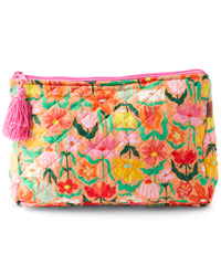Popping Flowers Peach Quilted Cotton Toiletry Purse