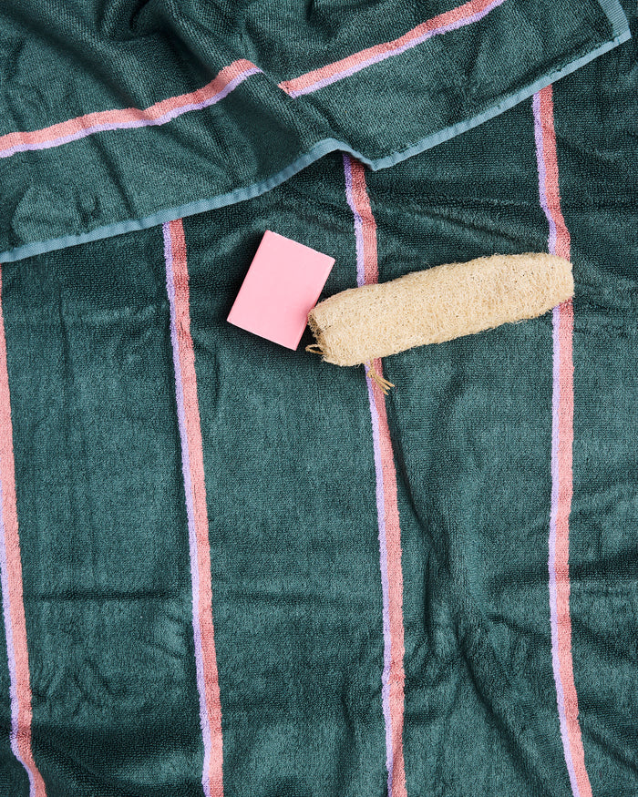 Wakame Crush Stripe Bamboo Terry Bath Sheet