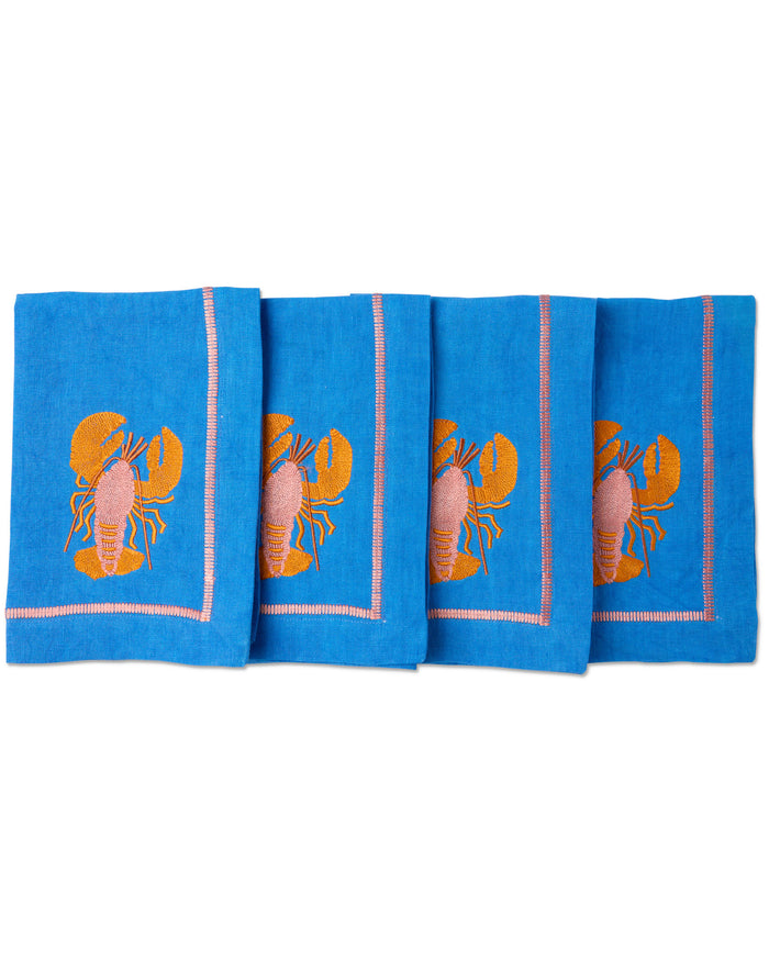 Lobster Embroidered 4P Napkin Set
