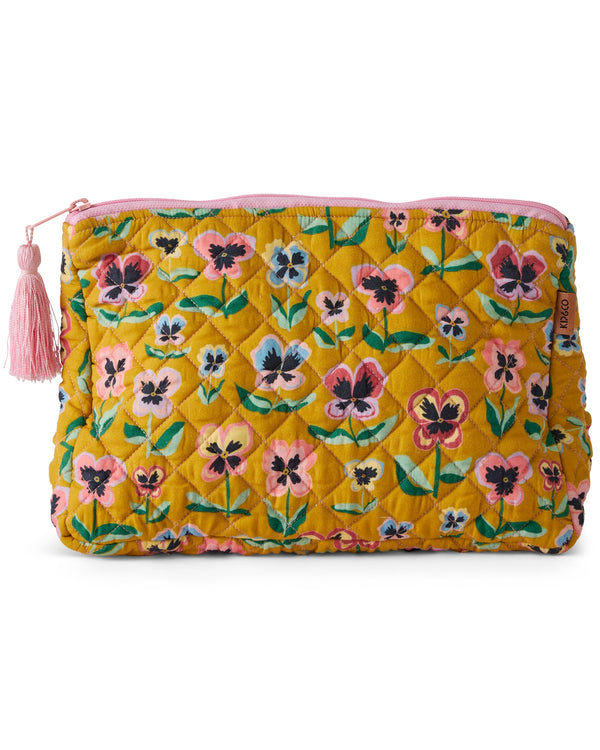 Pretty Pansy Quilted Cotton Toiletry Purse