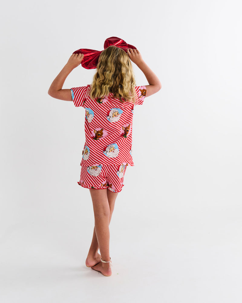 I Love Christmas Spot Kids Organic Cotton Short Sleeve Tee & Frill Short Pyjama Set
