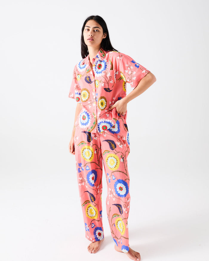 Kip&Co x Anna Spiro Isabelle Sunset Adult Organic Cotton Short Sleeve Shirt & Pant Pyjama Set