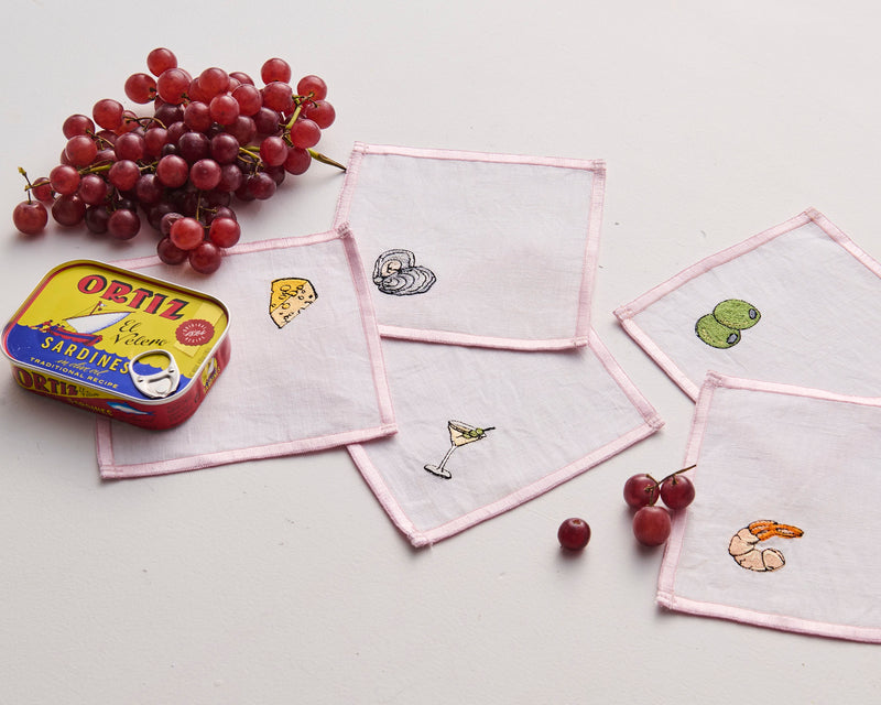 Aperitivo Embroidered 6P Cocktail Napkin Set