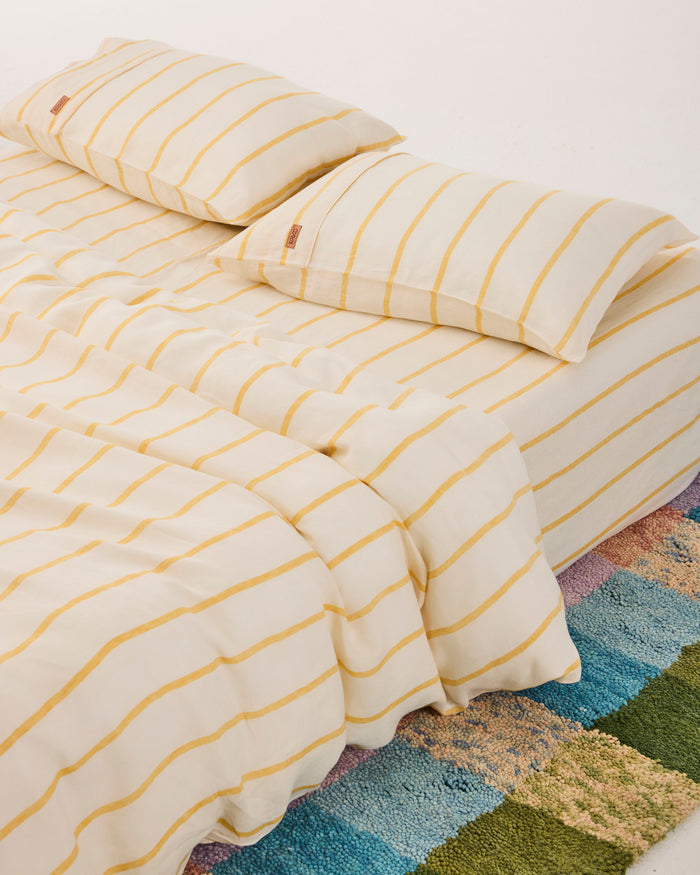Popcorn Stripe Linen Fitted Sheet