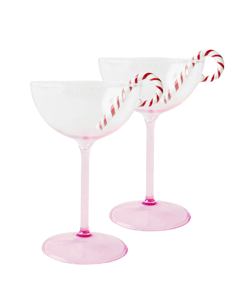 Candy Cane Coupe Glass 2P Set