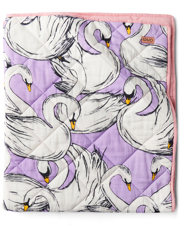 Swan Lake Organic Cotton Quilted Cot Bedspread