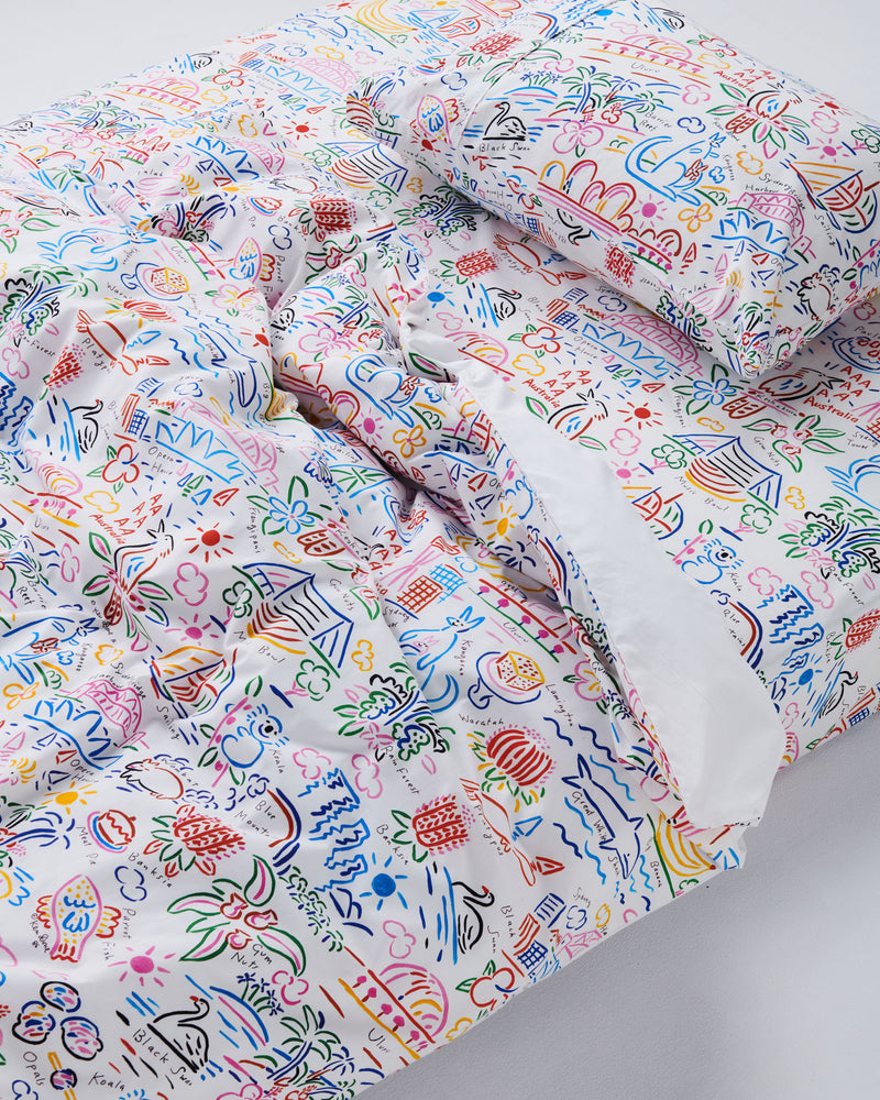 Kip&Co X Ken Done Animals and Icons Organic Cotton Quilt Cover