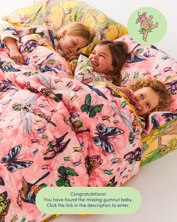 Kip&Co x May Gibbs Fly Baby Organic Cotton Quilted Kids Bedspread
