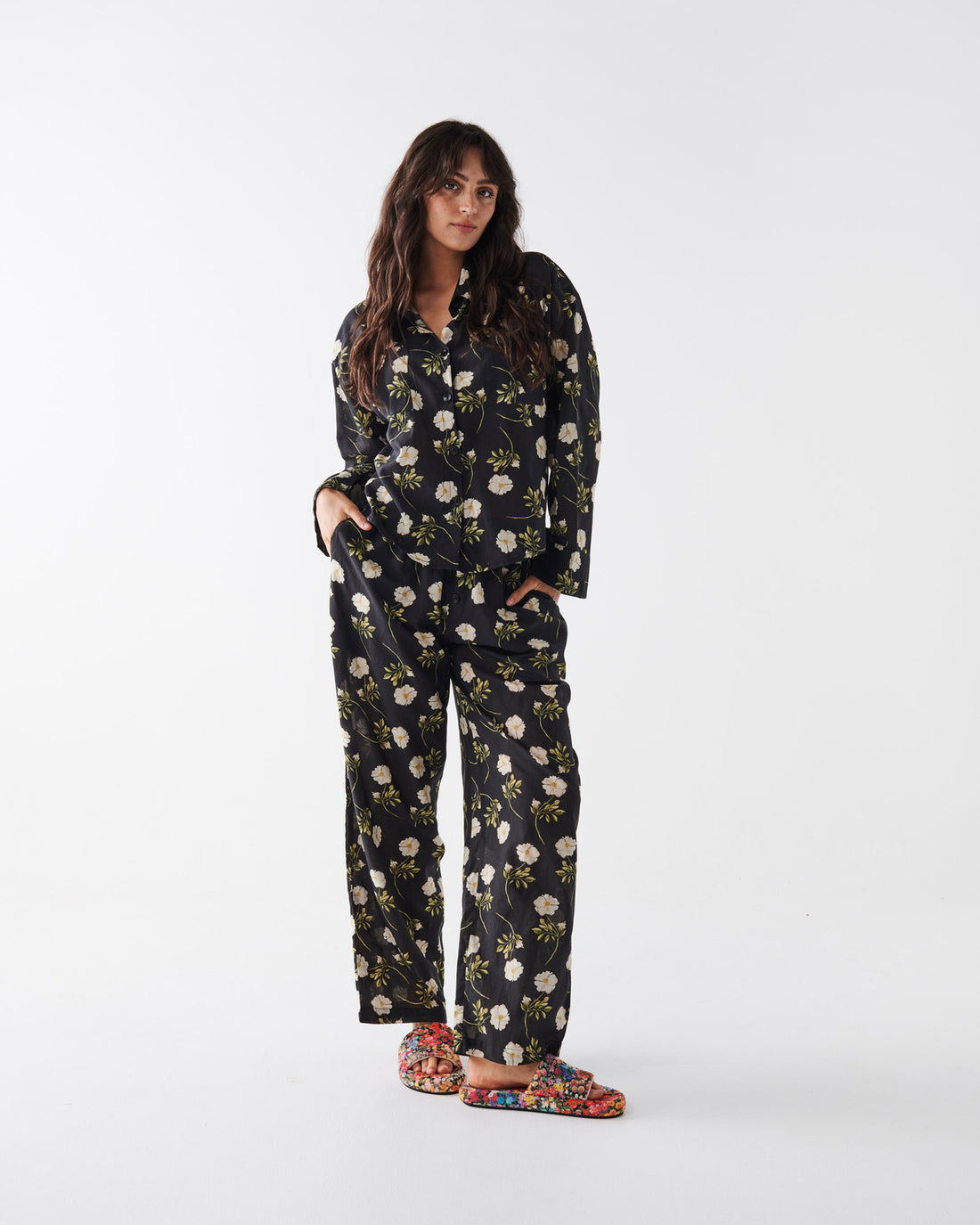 Wild Rose Organic Cotton Long Sleeve Shirt & Pant Pyjama Set