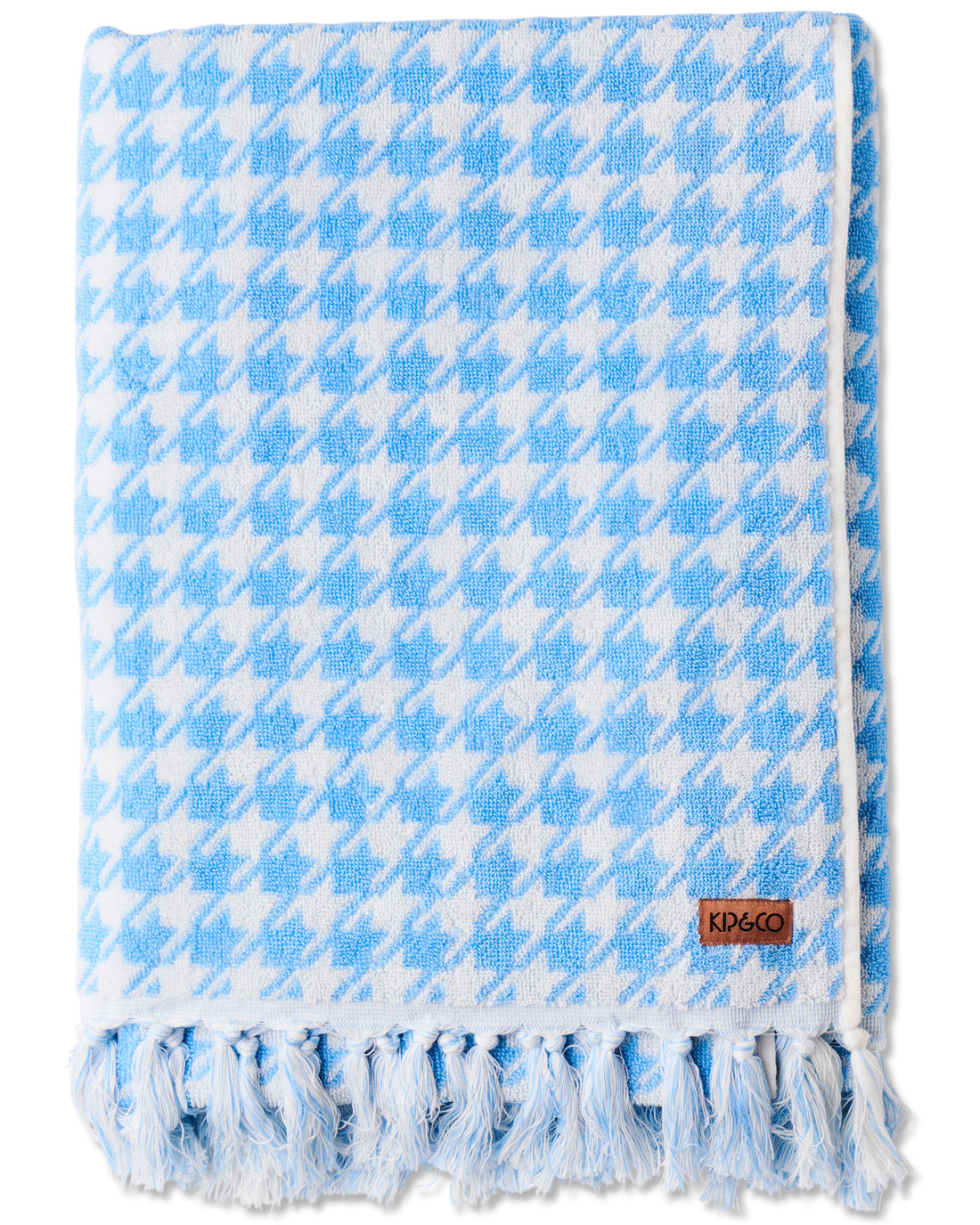 Houndstooth Blue Terry Bath Towel