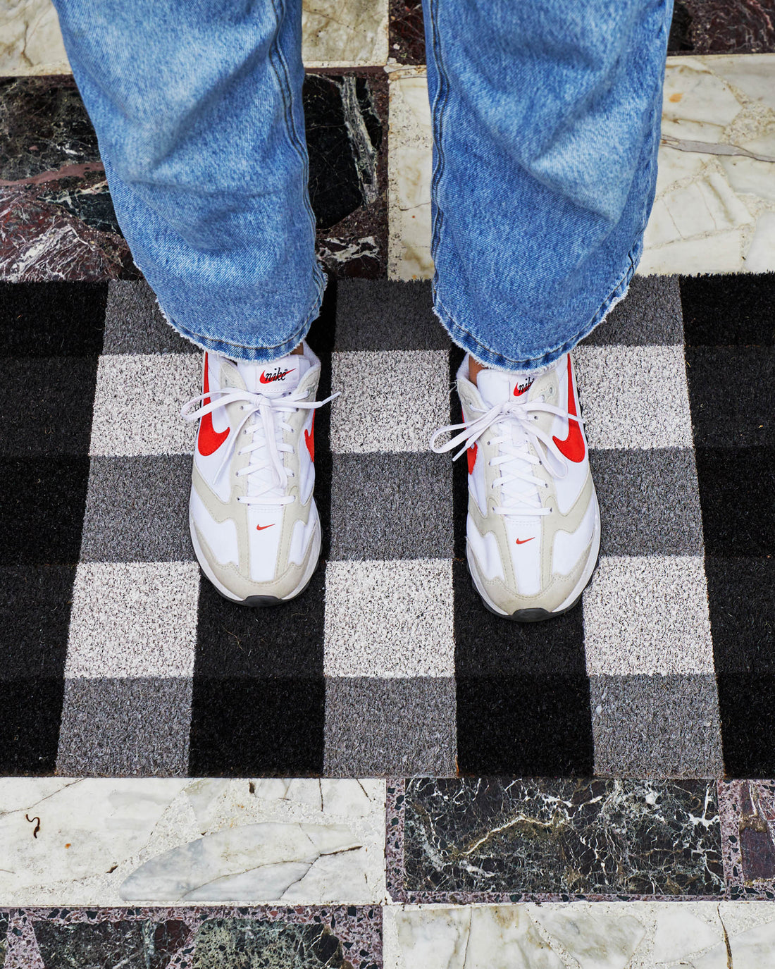 Black & White Gingham Coir Door Mat