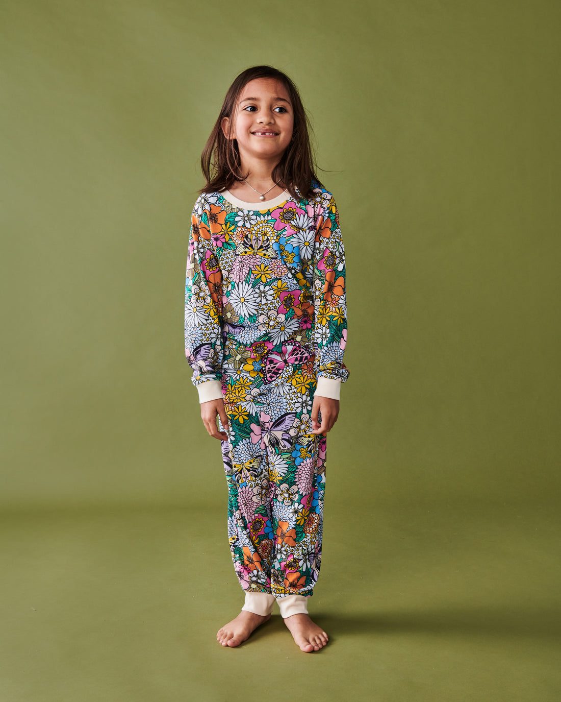 Bliss Floral Organic Cotton Long Sleeve Top & Pant Pyjama Set