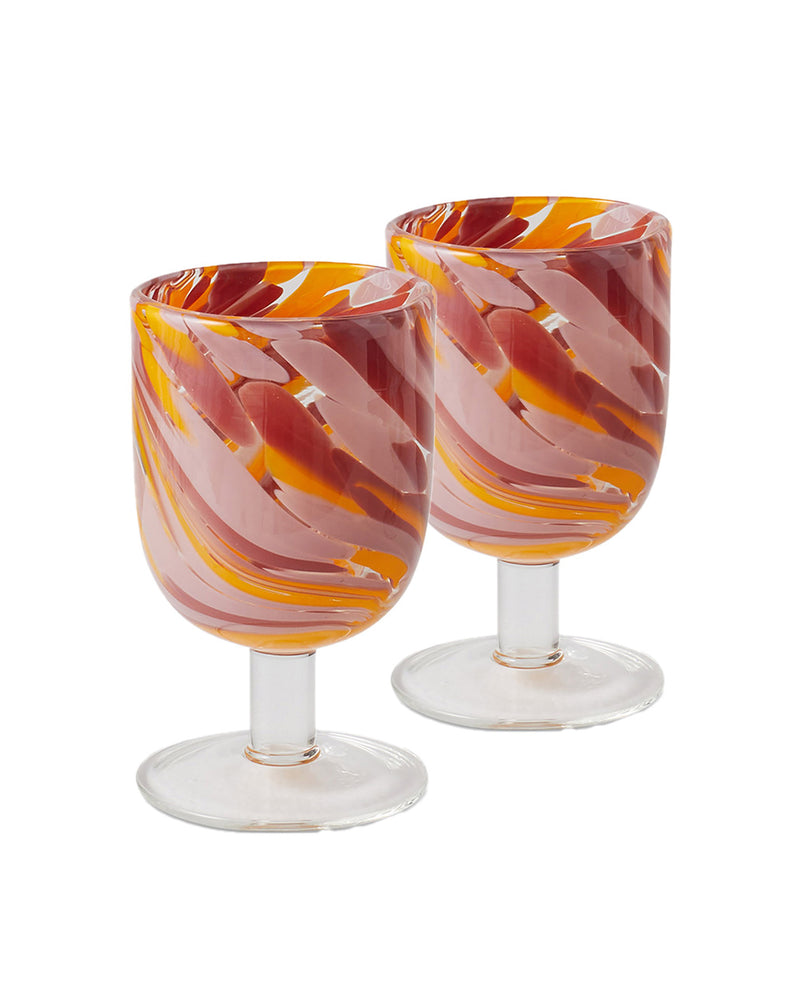 Desert Flower Swirl Wine Glass 2P Set