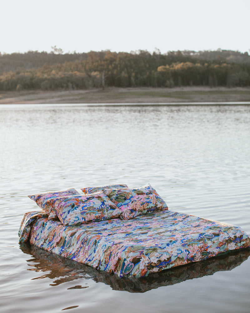 Kip&Co x Kezz Brett Waterlily Waterway Silk Pillowcase