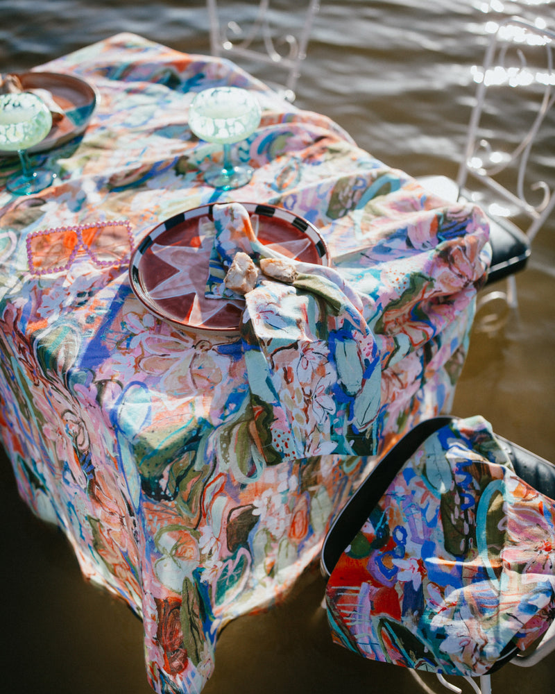 Kip&Co x Kezz Brett Waterlily Waterway Rectangular Linen Tablecloth