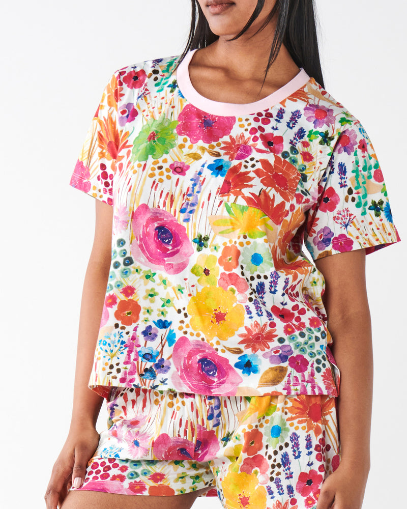 Field Of Dreams In Colour Organic Cotton Short Sleeve Pyjama T-Shirt