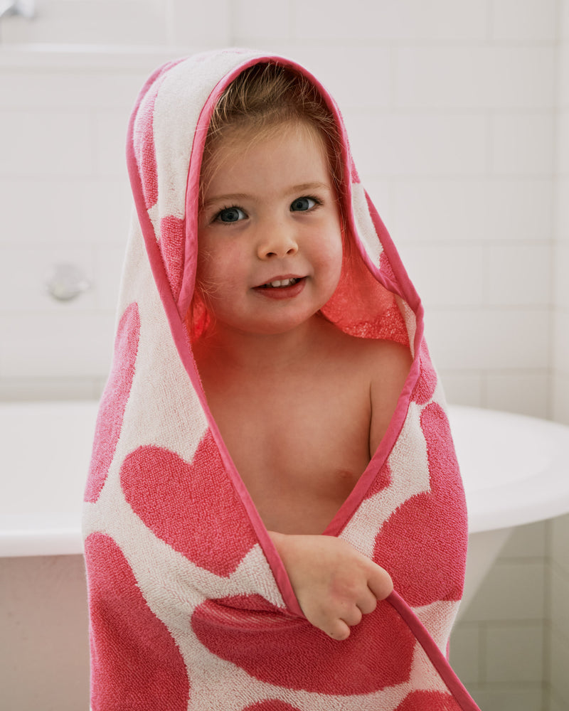 Big Hearted Pink Terry Baby Towel