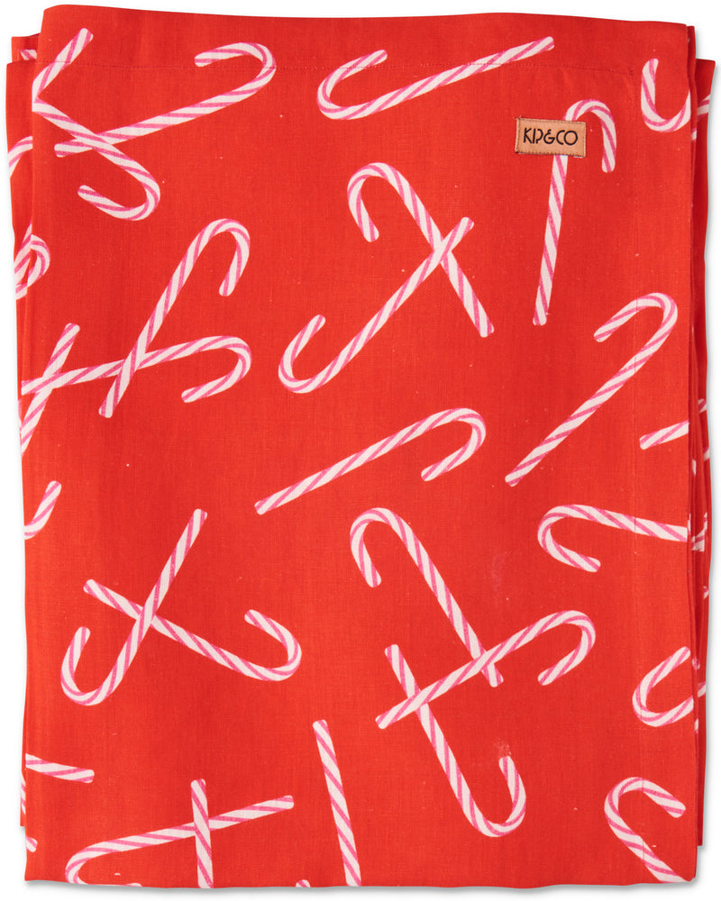 Candy Cane Red Linen Tablecloth