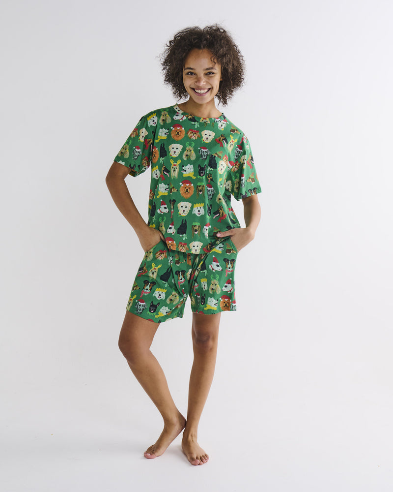 Santa's Little Helper Men's Organic Cotton Shorts & Tee Pyjama Set