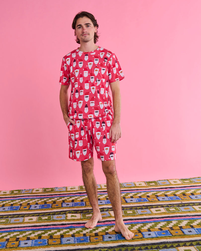 HoHoHo Red Men's Organic Cotton Shorts & Tee Pyjama Set