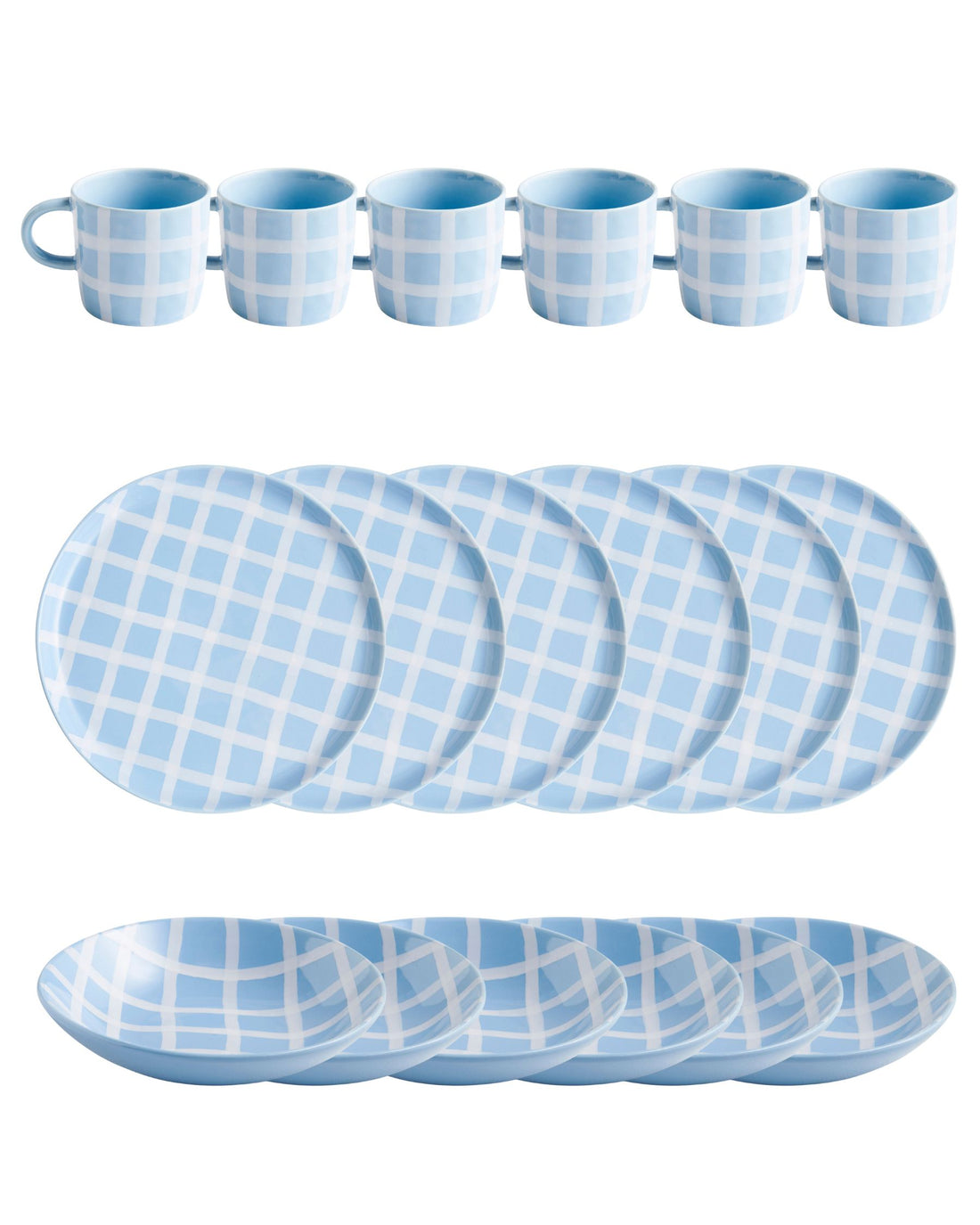 Blue Bird Tartan Ceramic 18 Piece Set