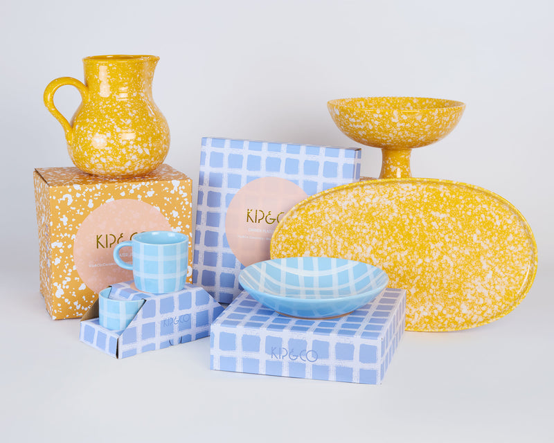 Blue Bird Tartan Ceramic 12 Piece Set