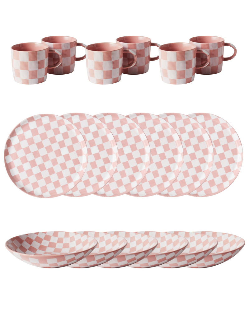 Checkered Ceramic 18 Piece Set