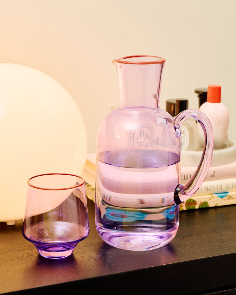 Lilac Colour Block Tumbler Glass 2P Set