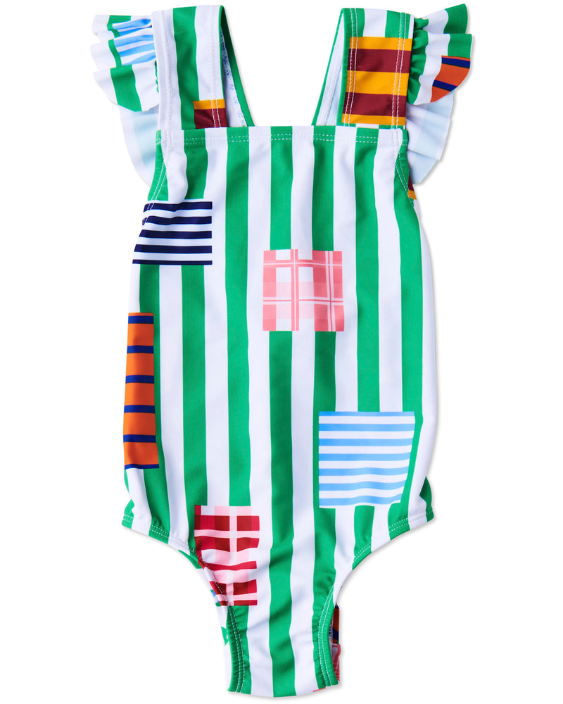 Stripe On Stripe One Piece Bathers and Poncho Bundle