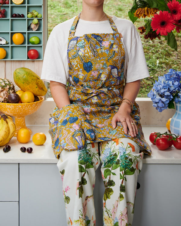 Birds Of Paradise Linen Apron