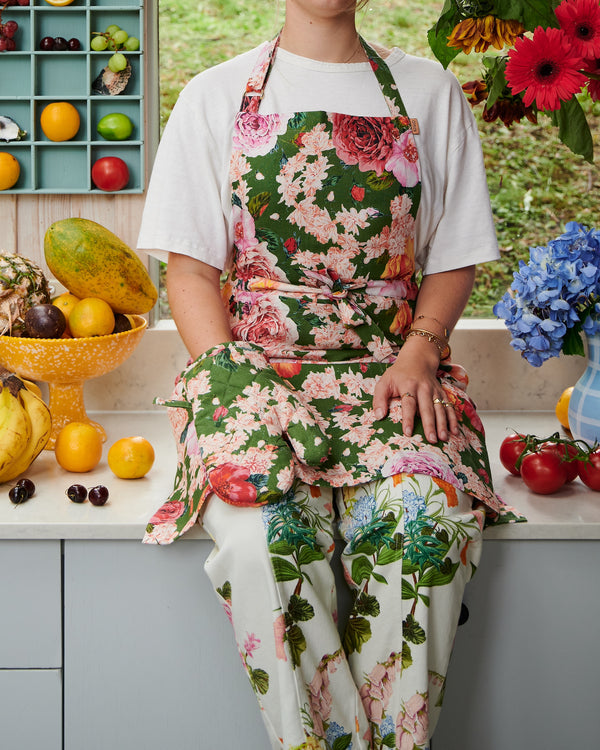 Rose Garden Linen Apron