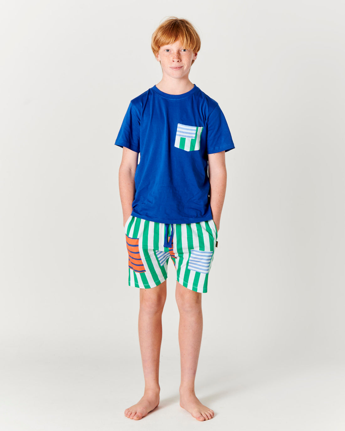 Stripe On Stripe Teen Organic Cotton Short Sleeve Tee & Short Pyjama Set