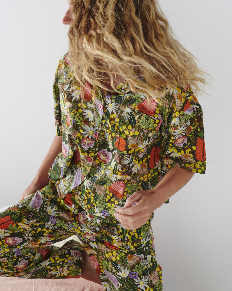 Native Plantation Adult Organic Cotton Short Sleeve Shirt & Pant Pyjama Set