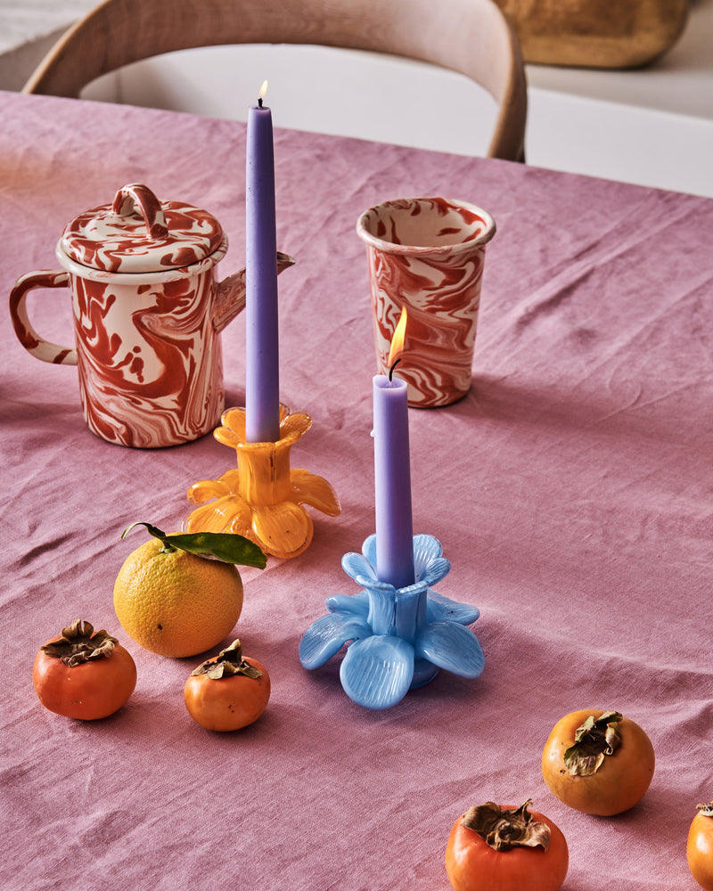 Flower Top Saffron Candle Holder 2P Set